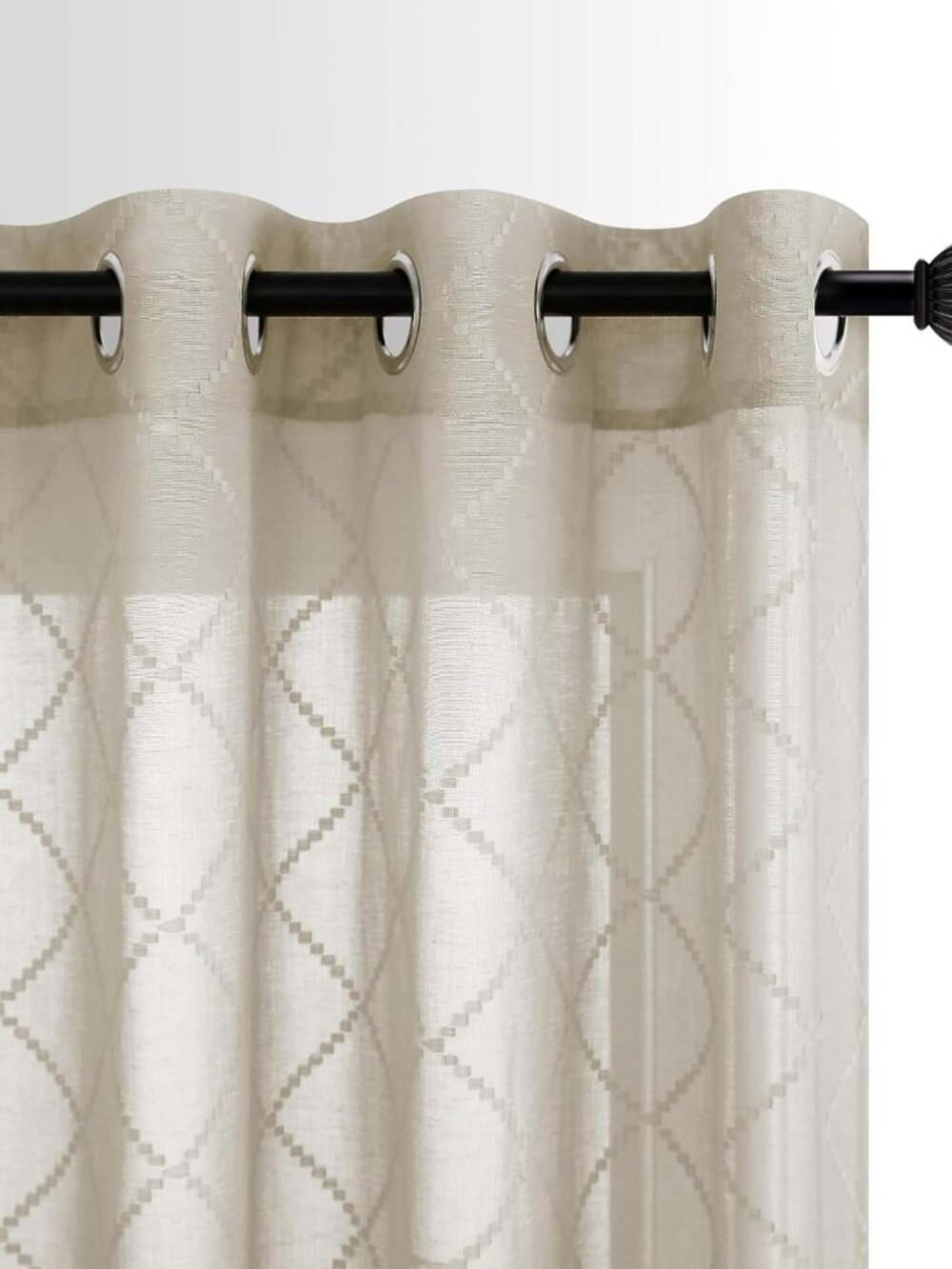 Brown Curtains 84 Inches Long for Living Room Decor Set of 2 Diamond Quatrefoil